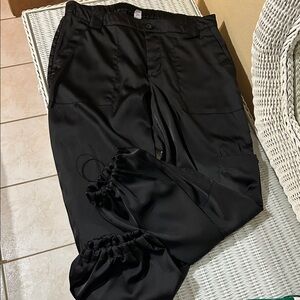 Black Satin Jogger Pants